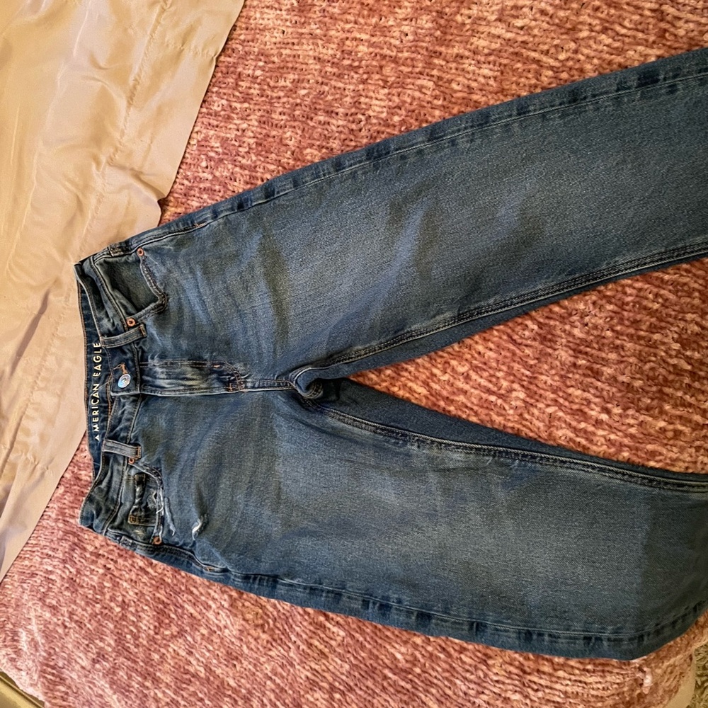 American Eagle Outfitters Women's Dark Blue Straight Leg Jeans
